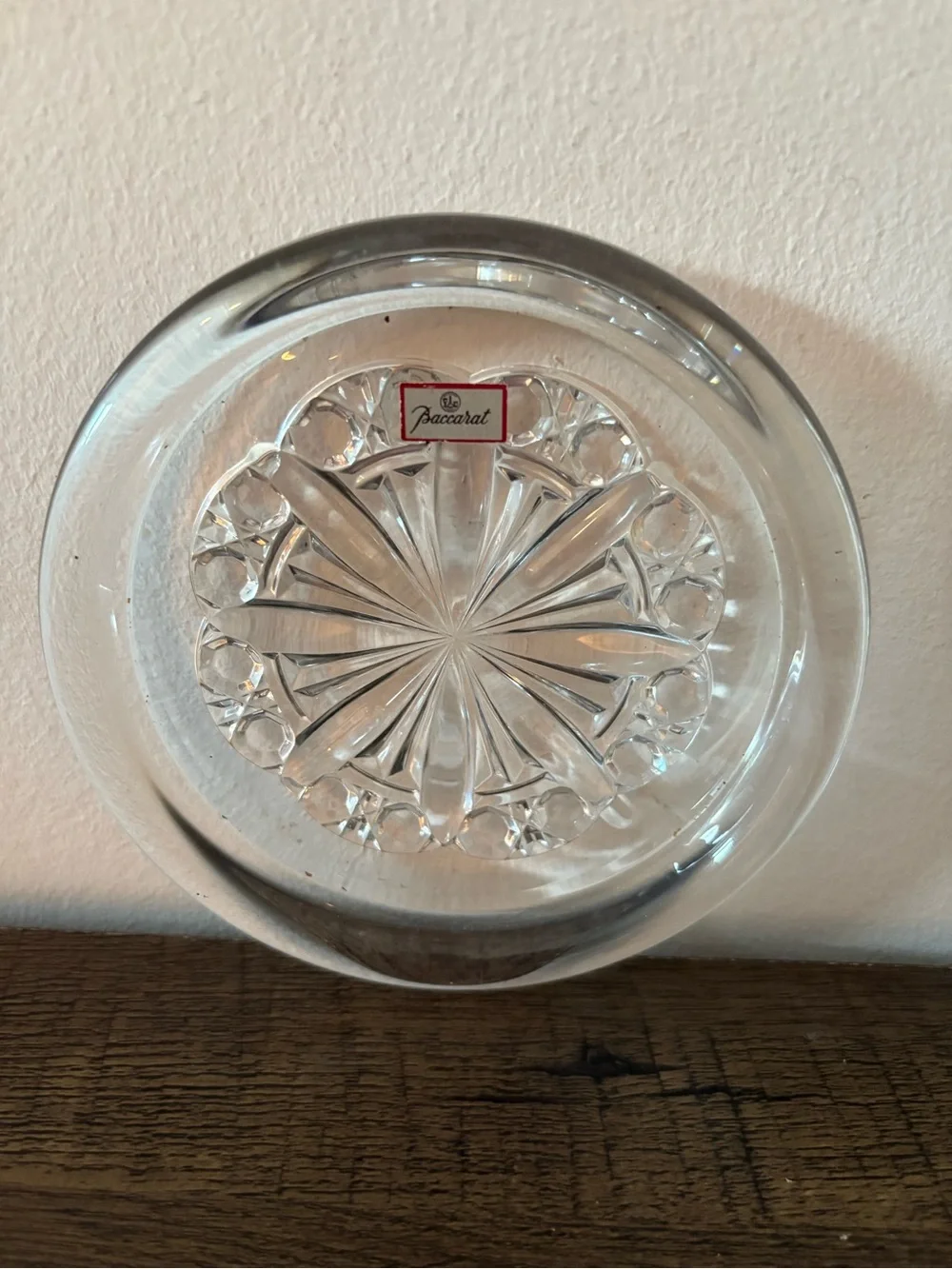 Baccarat Clear Crystal Wine Coaster with Starburst Cut